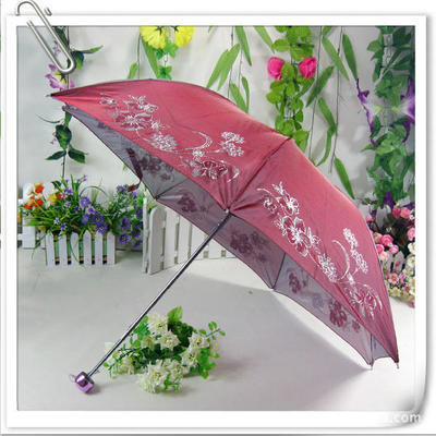 鑫叶7片4折广告伞定制销售 防紫外线太阳伞 红色 折叠雨伞 印字伞
