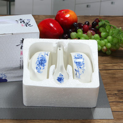 供应青花瓷 韩式碗 餐具套装 礼品袋套装 碗勺餐具