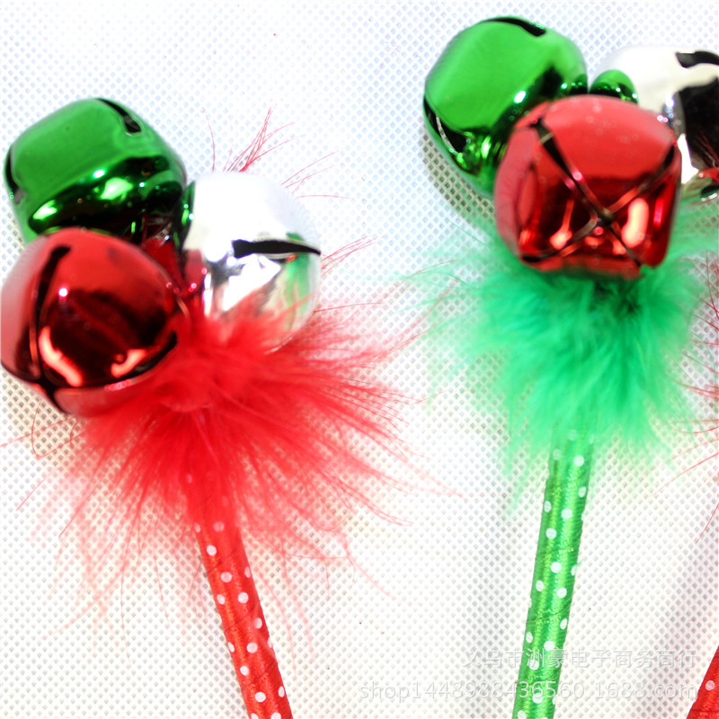 新款圣诞笔 圣诞节礼品 铃铛带羽毛圆珠笔 礼品奖品广告笔