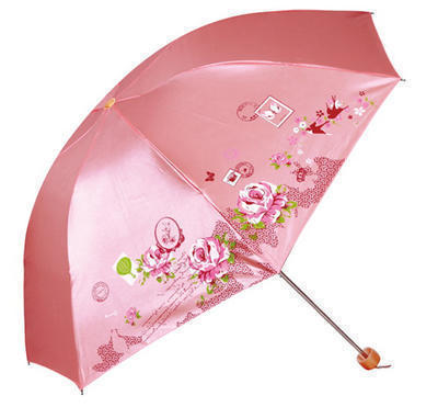 天堂伞正品 337S珍丝印  高密聚酯珍珠胶三折晴雨伞