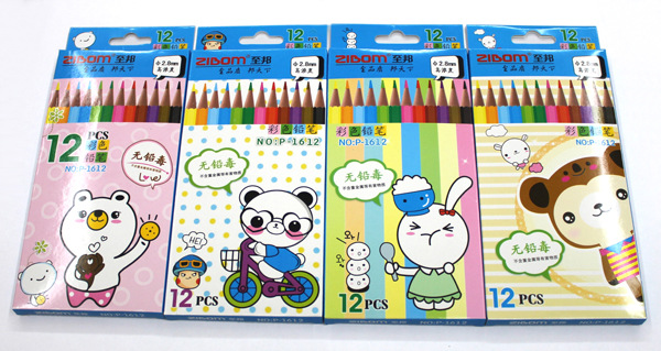 厂家直销 木质绘画涂鸦彩色铅笔12色套装 儿童文具批发定制LOGO