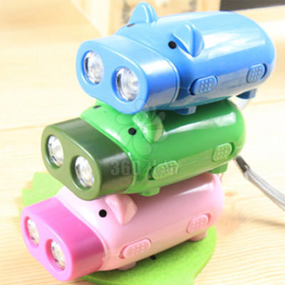 可爱小猪 环保手压灯 手压自发电手电筒 应急手电筒 印LOGO
