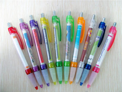 塑料按动拉画笔 创意拉纸广告笔 卷纸笔个性圆珠笔批发定制