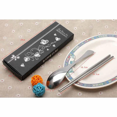 餐具厨具促销礼品 黑盒鱼尾勺筷两件组