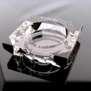 水晶烟缸精品水晶烟灰缸拼角黑 时尚创意烟灰缸 商务礼品烟灰缸