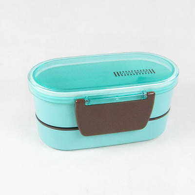 双层日式密封饭盒 微波塑料饭盒便当盒   LOGO个性定制