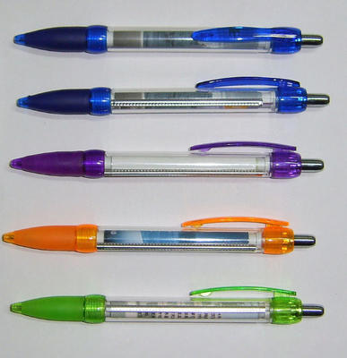广告拉画笔 塑料按动圆珠拉纸笔 创意个性卷纸笔 拉杆笔批发定制