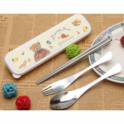 餐具厨具促销礼品 软塑盒鱼尾叉勺筷三件套