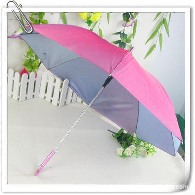 销售定制太阳伞 8片弯把直杆广告伞 长柄雨伞 礼品伞 印字伞 玫红