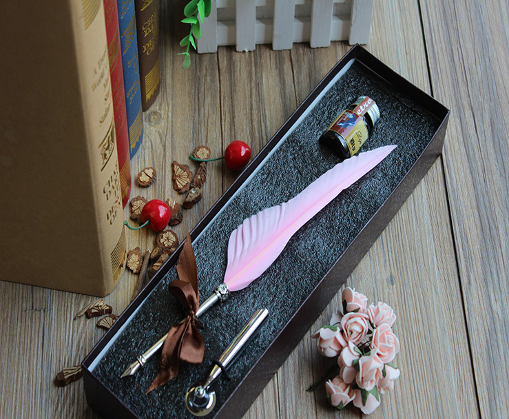 一件代发欧式复古套装羽毛笔蘸水钢笔天鹅毛哈利波特新年礼物