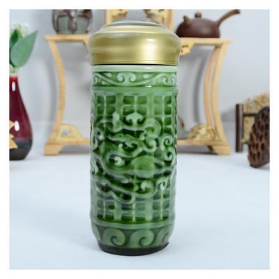 祥龙养生瓷杯（深绿）商务礼品杯 新款陶瓷养生保温杯 可印制logo