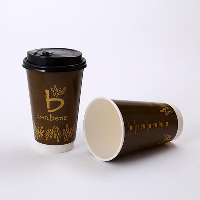 16盎司中空杯一次性纸杯 双层咖啡纸杯 奶茶纸杯咖啡豆纸杯