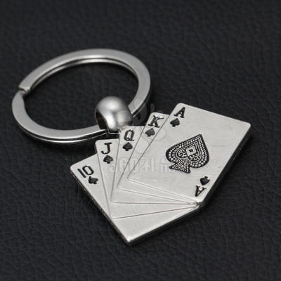 波珠扑克钥匙扣背面可打LOGO赌场促销现货批发