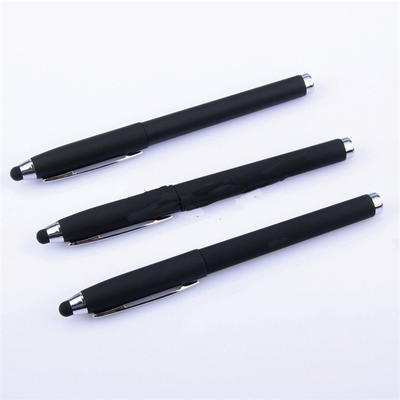 新款热销黑色喷胶中性笔 广告签字笔 办公水笔 带触屏笔功能