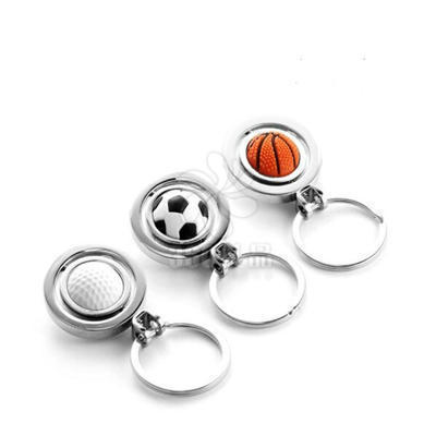 欧式风格钥匙扣高尔夫球篮球足球钥匙扣钥匙圈饰品配件立体旋转批