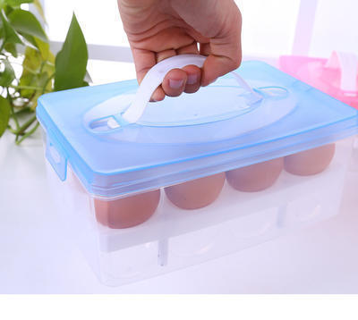 新款便携塑料双层鸡蛋收纳盒 保鲜收纳盒 塑料储物盒 鸡蛋托