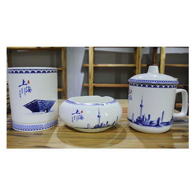 上海风光将军杯三件套 商务礼品 陶瓷养生保温杯 批发印制logo