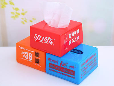 供应方形广告纸巾盒 创意餐厅抽纸盒厂家批发圆形塑料促销纸巾筒