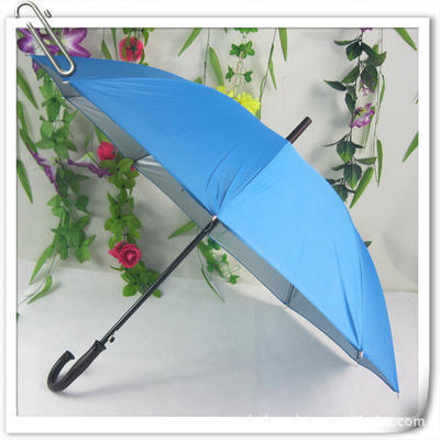 销售订制弯把10片银胶防紫外线广告伞 长柄雨伞太阳伞 钢架 印字