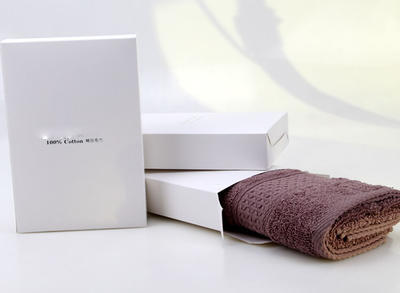 供应 （单条毛巾） 白色烫银LOGO礼盒 长20 宽135 厚4cm