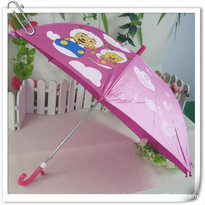 销售订制幼儿园伞 卡通伞 儿童直杆8片广告伞 直把雨伞 印字5色选