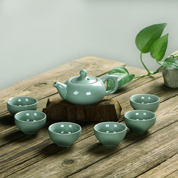 厂家直销 7头哥窑茶具套装 陶瓷茶具 功夫茶具 茶壶茶杯礼品定制