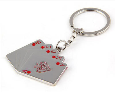 迷你扑克牌钥匙扣 创意钥匙扣金属汽车钥匙扣 刻字logo礼品钥匙扣