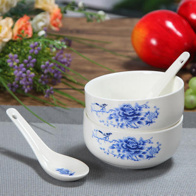 供应青花瓷 韩式碗 餐具套装 礼品袋套装 碗勺餐具