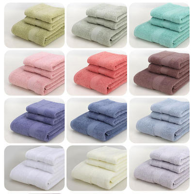 厂家直销外贸出口纯棉环保浴巾3件套巾 精美包装12环保色可选12