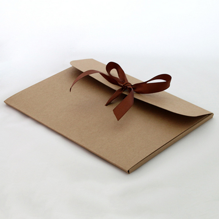 棕色牛皮纸传统丝带蝴蝶结信封定制批发 可烫金印刷 来图加工