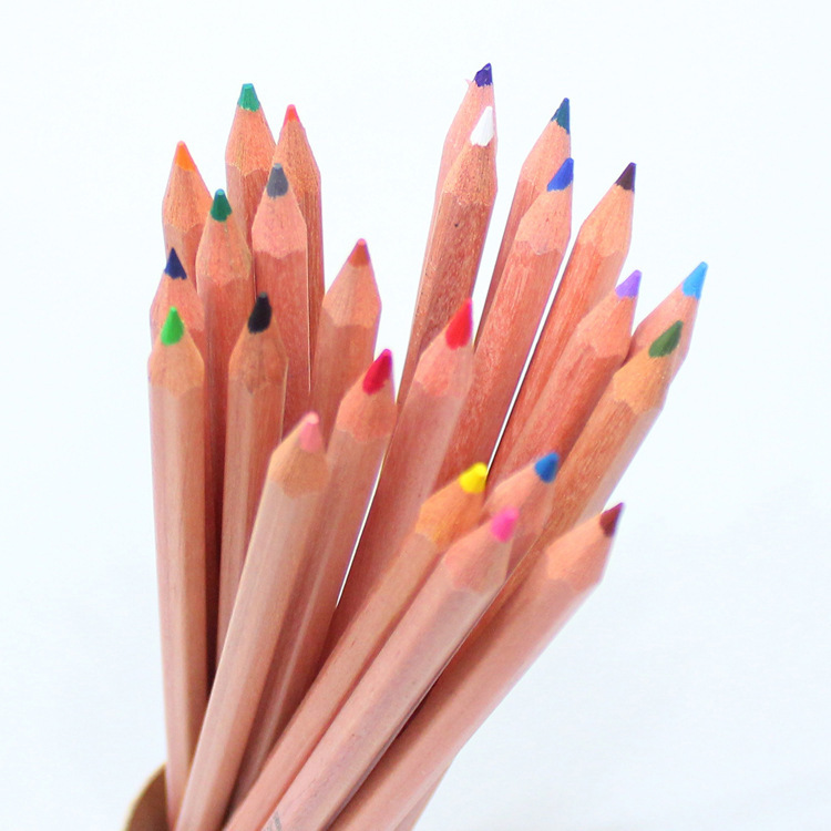 原木彩铅 24色 环保彩色铅 小学生绘画铅笔 美术专用桶装彩铅9224