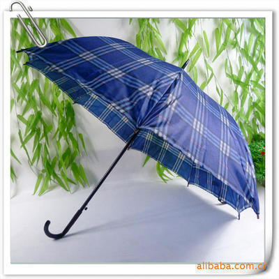 销售定做 蓝格八片伞 广告伞 长柄伞 防紫外线 雨伞 直把伞印字