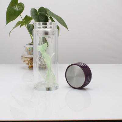 广告促销创意简约玻璃水杯 保温双层圆柱形玻璃杯 友和直身杯