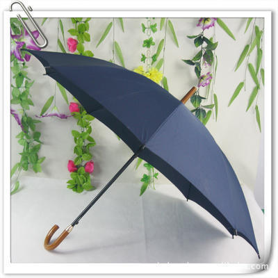 厂家定做木把直杆弯把防雨绸10片广告伞 礼品雨伞 钢架太阳伞印字