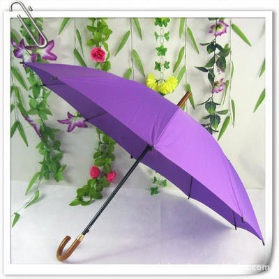 定做销售木把直杆弯把防雨绸10片广告伞 礼品钢架雨伞 太阳伞印字