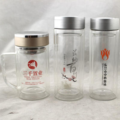 厂家批发高硼硅透明双层玻璃杯 仿富光水晶玻璃办公茶杯水杯定制