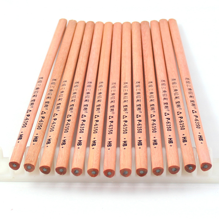 环保木质铅笔 HB三角形正姿原木色铅笔 可OEM订做 酒店广告笔6350