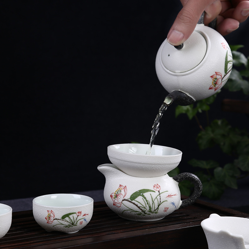 厂家批发10头雪花釉茶具套装特价礼品陶瓷功夫茶具整套可定制LOGO