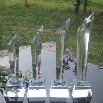 水晶庆典颁奖礼品供应五角星水晶奖杯可定做LOGO
